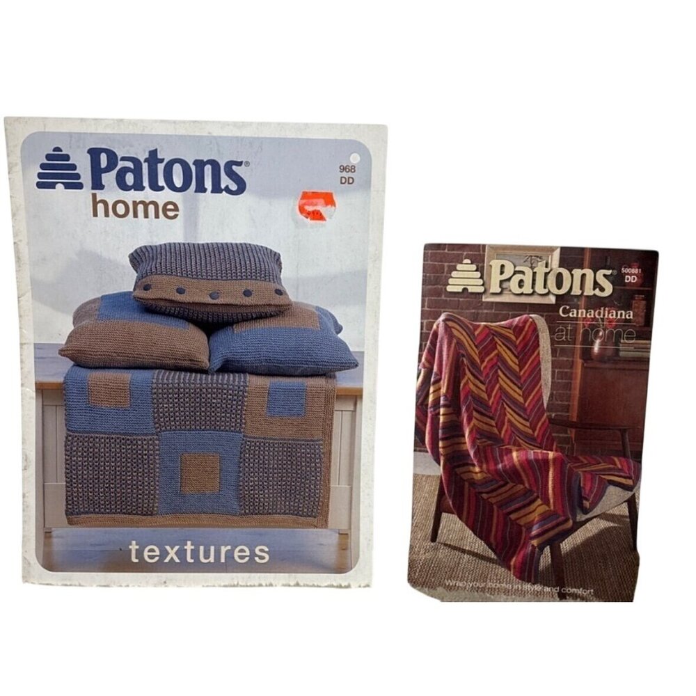 2 Patons Afghan Pattern Books Home Decor Textures & Canadiana Knit & Crochet